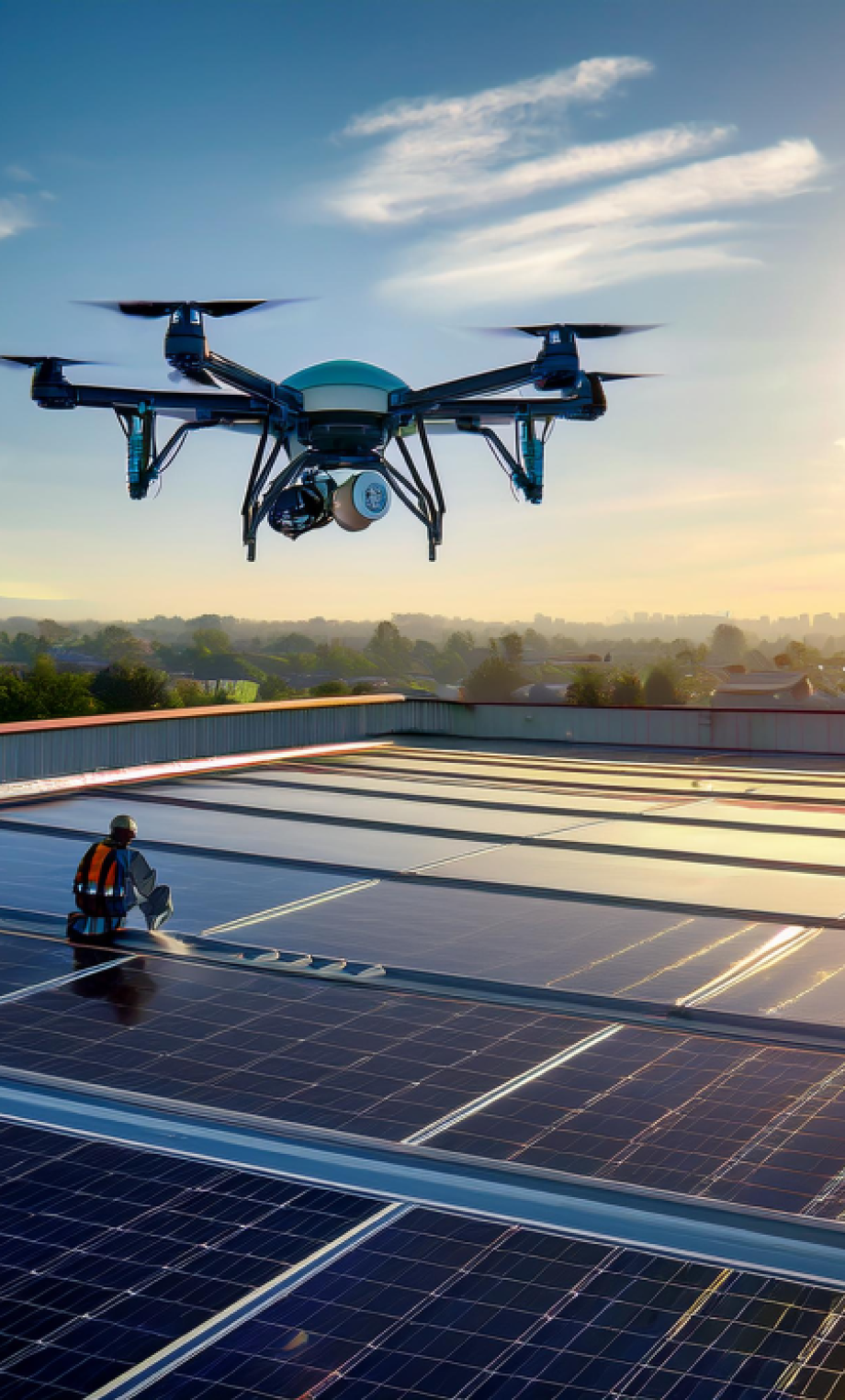 Firefly A commercial setting showcasing a high-tech drone cleaning solar panels on the rooftop of a (3) Firefly A commercial setting showcasing a high-tech drone cleaning solar panels on the rooftop of a (3)